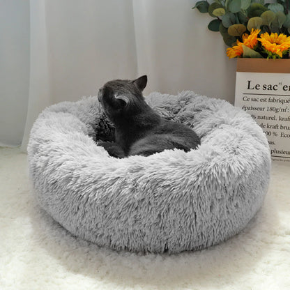 Pet Dog Bed Warm Fleece round Dog Kennel House Long Plush Winter Pets Dog Beds for Medium Large Dogs Cats Soft Sofa Cushion Mats