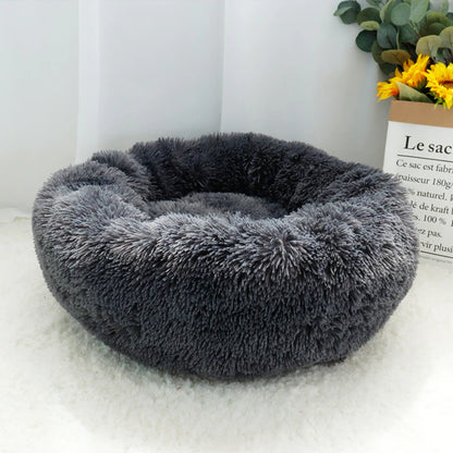 Pet Dog Bed Warm Fleece round Dog Kennel House Long Plush Winter Pets Dog Beds for Medium Large Dogs Cats Soft Sofa Cushion Mats