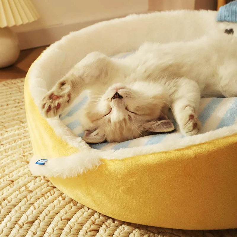 Round Pet Beds for Cat Nest Spacious Comfortable Deep Sleep Cushions Sofa Puppy House for Small Medium Cat Pet Supplies
